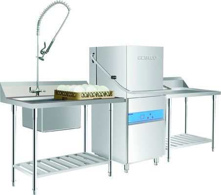 China Dispenser inside Hood type dishwasher ECO-F1 for Hotel , Hotel Dishwasher Machine supplier