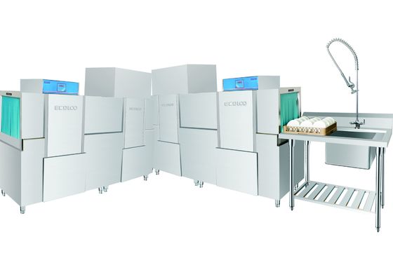 China 20KW / 56KW  Hotel Rack conveyor dishwasher ECO-M260PH Dispenser inside supplier