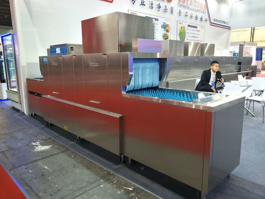China 1900H4700W850D Dispenser inside Long chain dishwasher ECO-L470PH for Staff canteens supplier