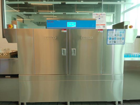 China Automatic Clearning Flight Type Dishwasher For Restaurant CE Certificate supplier