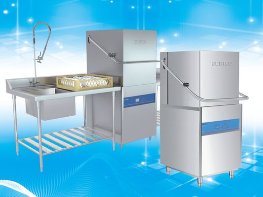 China LED Display Hood Type Dishwasher Electric Heating Patte 82 - 95℃ Rinse supplier