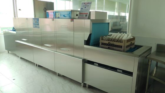China Labor Saving Flight Type Dishwasher For Central Kitchen 3600-5300 Sets Per Hour supplier