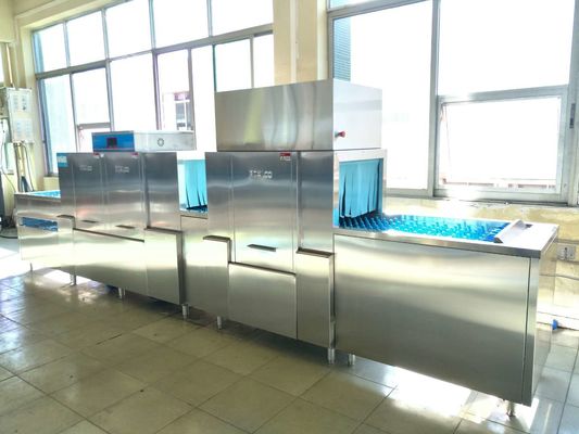 China Flight Type Dishwashing Machine 33KW / 69KW , Restaurant Style Dishwasher supplier