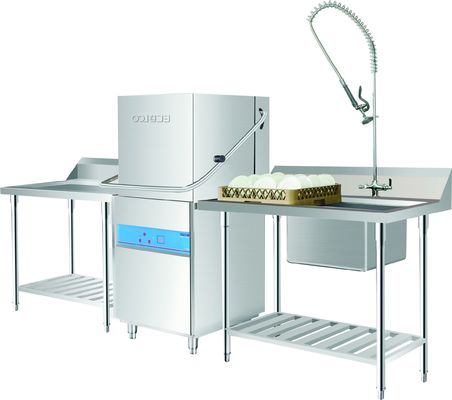 China 6.5KW / 11KW Hood type dishwasher  for Restaurants / Staff canteens supplier