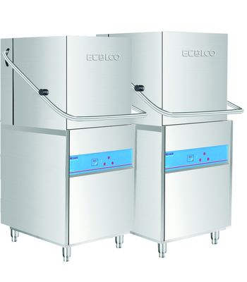 China Hood Type Dishwashing Machine Stainless Steel Dispenser inside , Commercial Grade Dishwasher supplier