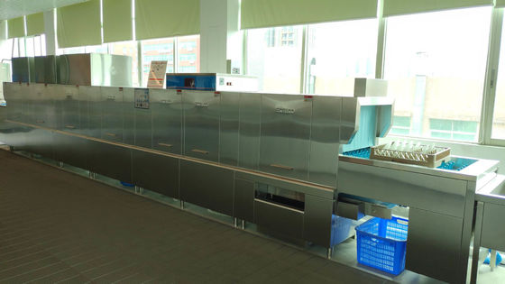 China Triple Tanks Commercial Dishwashing Machine With Double Rinse Arms Slagging supplier