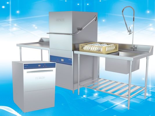 China Easy Removing Hood Type Dishwasher With Adjustable Footstand 60~75℃ supplier